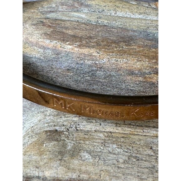 Michael Kors MK Logo Gold-Tone Metal Hinged Bangle Bracelet - Picture 3 of 8